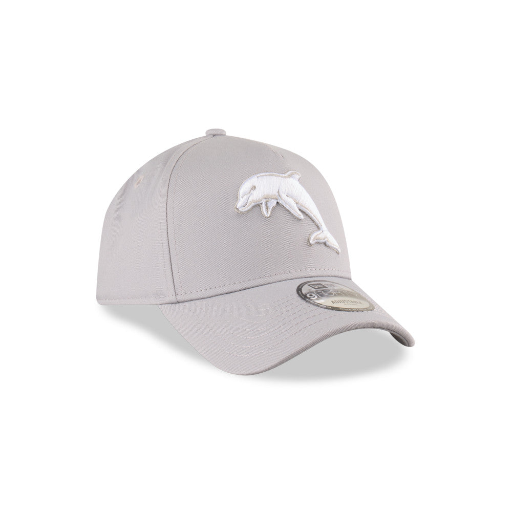 The Dolphins Hat - 2025 Grey White 9Forty A-Frame NRL Snapback Cap - New Era